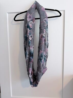 Gray Floral Infinity Scarf - Women Accessories